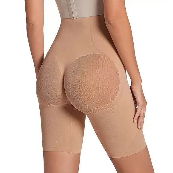 Leonisa SkinFuse Invisible Extra High Waist-to-Thigh Body Shaper Short Natural B